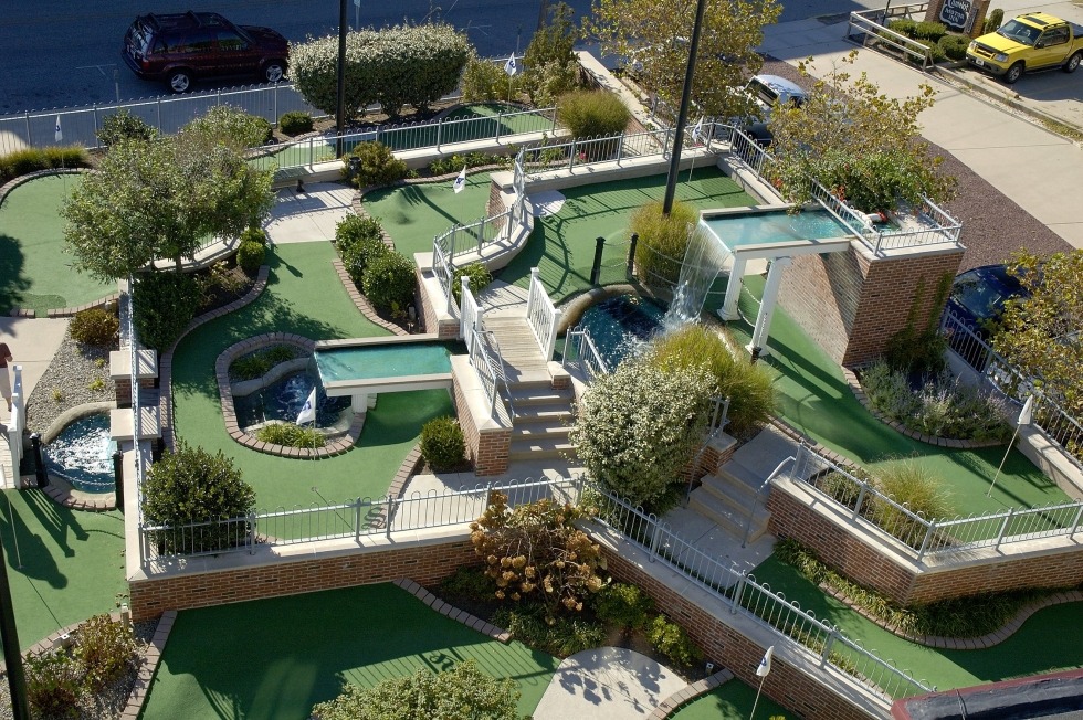 aerial image of miniature golf course